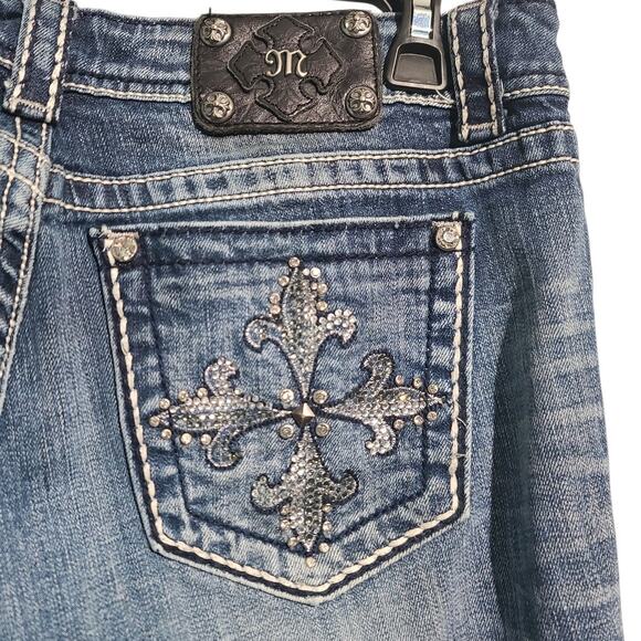 Miss Me Easy Boot Rhinestone Embellished Jeans Size 31 Blue EUC JES422EL - Picture 4 of 6